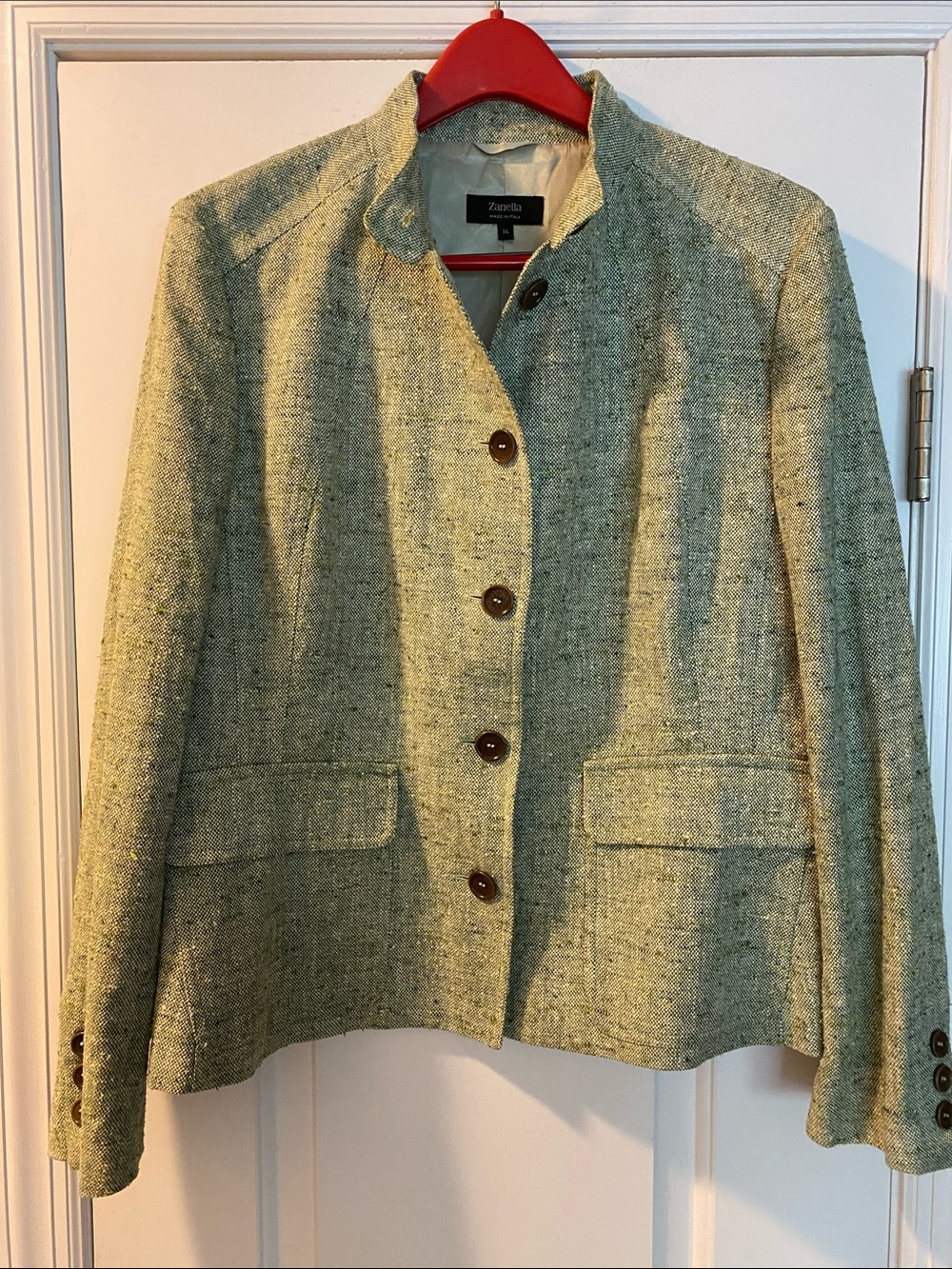 Zanella Made in Italy 🇮🇹 Silk Stretch Stand Up Collar Button Down Jacket NWOT